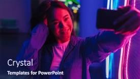  Presentation with long hair - Beautiful presentation design featuring beautiful-smiling-young-asian-woman backdrop and a navy blue colored foreground