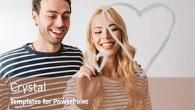  Presentation with love heart - Slide deck with beautiful-smiling-young-couple background and a coral colored foreground