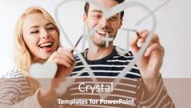  Presentation with heart love - PPT layouts having beautiful-smiling-young-couple background and a coral colored foreground