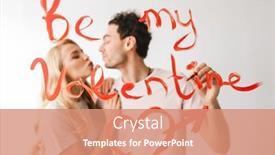  Presentation with heart love - PPT theme with beautiful-smiling-young-couple background and a coral colored foreground