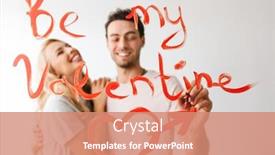  Presentation with heart love - Colorful slide set enhanced with beautiful-smiling-young-couple backdrop and a coral colored foreground