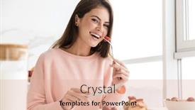  Presentation with healthy breakfast - Beautiful theme featuring beautiful-smiling-young-girl-having backdrop and a lemonade colored foreground