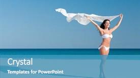  Presentation with summer - PPT theme having beautiful smiling young woman blowing background and a  colored foreground