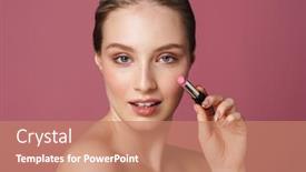  Presentation with pink - Cool new theme with beautiful-smiling-young-woman backdrop and a coral colored foreground