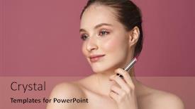  Presentation with lipstick - Audience pleasing slide deck consisting of beautiful-smiling-young-woman backdrop and a coral colored foreground