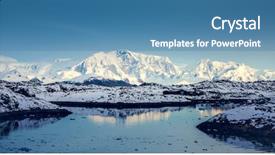  Presentation with ice blue - PPT theme featuring beautiful snow-capped mountains background and a teal colored foreground