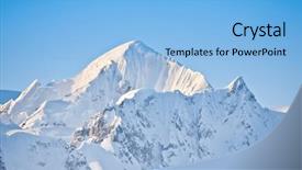  Presentation with blue mountain - Amazing presentation design having beautiful snow-capped mountains backdrop and a light blue colored foreground