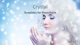  Presentation with queen - Slide deck featuring beautiful snow queen with a christmas ball background and a sky blue colored foreground