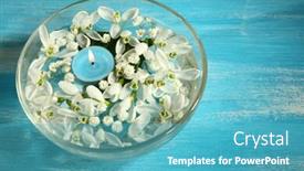  Presentation with water glass - Slide set consisting of beautiful-snowdrops-and-candle background and a teal colored foreground