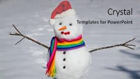  Presentation with rainbow beac h hawaii - Slide deck enhanced with beautiful snowman in rainbow hat background and a light gray colored foreground