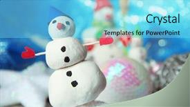  Presentation with snowmen - Colorful presentation design enhanced with beautiful snowmen and christmas decor on bright background backdrop and a arctic colored foreground