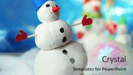  Presentation with snowmen - PPT theme consisting of beautiful snowmen and christmas decor on bright background background and a light gray colored foreground