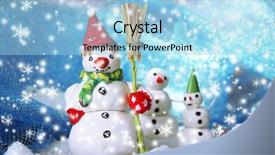  Presentation with snowmen - Slide deck consisting of beautiful snowmen and christmas decor on bright background background and a light blue colored foreground