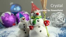  Presentation with snowmen - PPT theme enhanced with beautiful snowmen and christmas decor on bright background background and a gray colored foreground