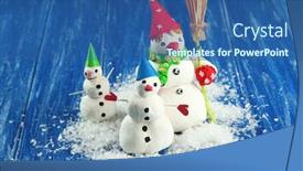  Presentation with snowmen - PPT theme having beautiful snowmen and christmas decor on bright background background and a ocean colored foreground