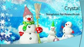  Presentation with snowmen - Presentation theme enhanced with beautiful snowmen and christmas decor on bright background background and a arctic colored foreground