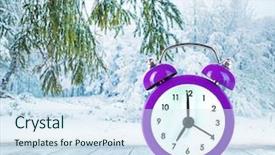  Presentation with alarm - Slides having beautiful snowy landscape daylight saving background and a sky blue colored foreground