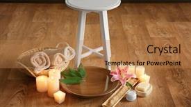  Presentation with spa salon - Theme enhanced with beautiful spa composition for pedicure background and a coral colored foreground