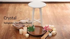  Presentation with salon and spa - Colorful theme enhanced with beautiful spa composition for pedicure backdrop and a coral colored foreground