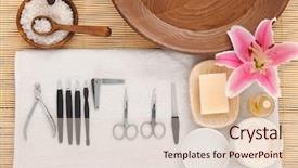  Presentation with nutrition assessment tools - Slides featuring beautiful spa composition of manicure background and a lemonade colored foreground