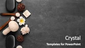  Presentation with skincare and body care spa - Cool new presentation design with beautiful spa composition on dark backdrop and a dark gray colored foreground