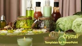  Presentation with maintenance - Theme enhanced with beautiful spa composition on fabric background and a  colored foreground