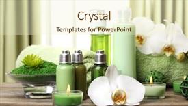  Presentation with fabric - Presentation theme with beautiful spa composition on fabric background and a cream colored foreground