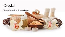  Presentation with distribution light - Slide deck with beautiful spa composition on light background and a white colored foreground