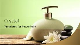  Presentation with beautiful green - Slides featuring beautiful-spa-composition-on-wooden background and a soft green colored foreground