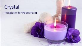  Presentation with wooden board empty table top - Slide deck having beautiful spa composition on wooden background and a sky blue colored foreground