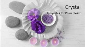  Presentation with spa - Beautiful PPT layouts featuring beautiful spa composition on wooden backdrop and a light gray colored foreground