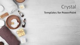  Presentation with spa - Audience pleasing PPT theme consisting of beautiful-spa-composition-on-wooden backdrop and a light gray colored foreground