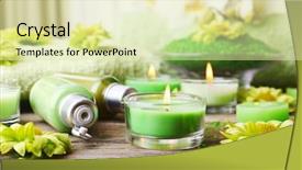  Presentation with flicking candles - Slide deck with beautiful spa composition with candles background and a  colored foreground