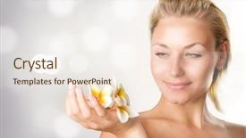  Presentation with frangipani flowers - Colorful theme enhanced with beautiful spa girl with frangipani flowers backdrop and a sky blue colored foreground