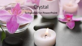  Presentation with table salt - Slides featuring beautiful spa set with bath salt and orchid on the table close up background and a soft green colored foreground