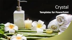  Presentation with stem - PPT theme enhanced with beautiful-spa-setting-of-frangipani background and a black colored foreground