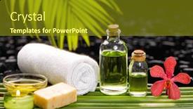  Presentation with stem - Audience pleasing slide deck consisting of beautiful-spa-setting-of-frangipani backdrop and a gold colored foreground