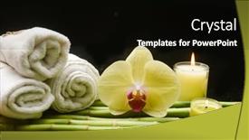  Presentation with stem - Beautiful PPT layouts featuring beautiful-spa-setting-of-orchid backdrop and a black colored foreground