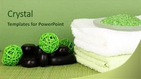  Presentation with beautiful green - Audience pleasing presentation consisting of beautiful spa setting on green background backdrop and a mint green colored foreground
