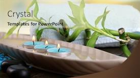  Presentation with bamboo - PPT theme having beautiful spa setting with bamboo on wooden background background and a soft green colored foreground