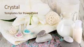  Presentation with table setting - PPT layouts enhanced with beautiful spa setting with lily background and a lemonade colored foreground