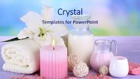  Presentation with table setting - Amazing presentation design having beautiful spa setting with lily backdrop and a sky blue colored foreground
