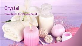  Presentation with table setting - Slide deck with beautiful spa setting with lily background and a  colored foreground