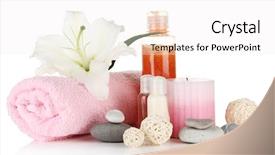  Presentation with lotus flower white water lily - Audience pleasing slide deck consisting of beautiful spa setting with lily backdrop and a  colored foreground