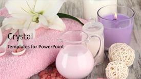  Presentation with lily of the valley close - Slide set having beautiful spa setting with lily background and a lemonade colored foreground