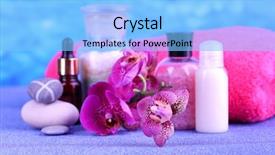  Presentation with blue spa - Beautiful PPT theme featuring setting with orchid on blue backdrop and a light blue colored foreground