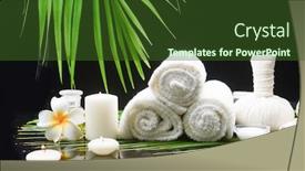  Presentation with palm oil - Amazing PPT theme having beautiful spa still life with white frangipani green branch palm and candles oil bottle rolled towel candle herbal ball backdrop and a tawny brown colored foreground