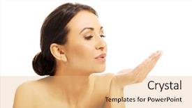  Presentation with kiss - Colorful PPT theme enhanced with beautiful spa woman blowing a kiss backdrop and a coral colored foreground