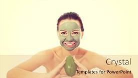  Presentation with avocado - Presentation theme consisting of beautiful spa woman in facial mask and avocado background and a coral colored foreground