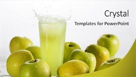  Presentation with fresh water splash green apple isolated white - Presentation design enhanced with beautiful splash of apple juice background and a  colored foreground